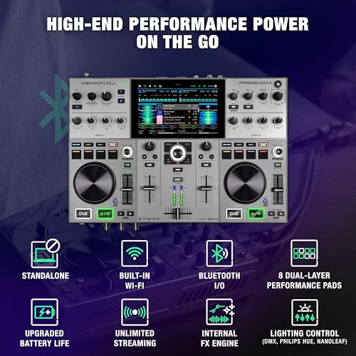 Denon DJ PRIME GO+ Portable DJ Controller and Mixer with Stem